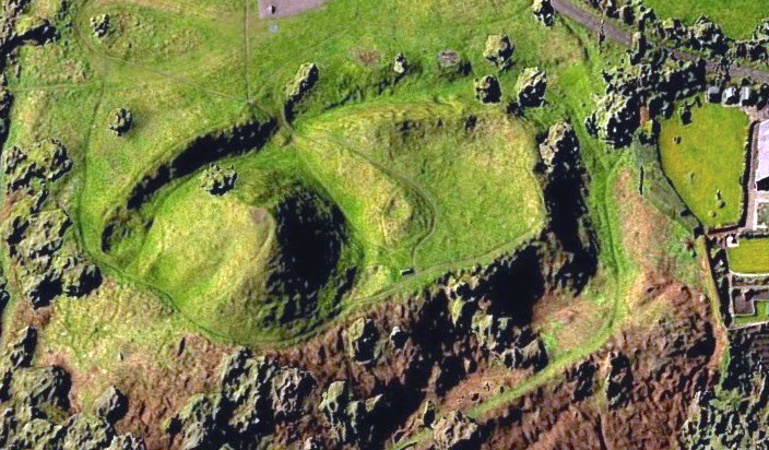Aerial photography of the Castle Pulverbatch motte-and-bailey castle